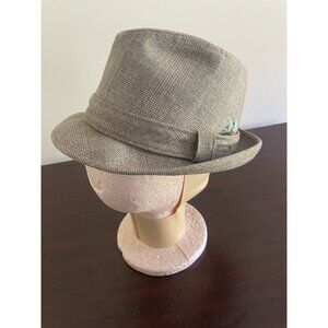 Vintage Dobbs Fedora Hat Feather Looped Band Brown Tweed 7-1/4 Grandpa Dad Core